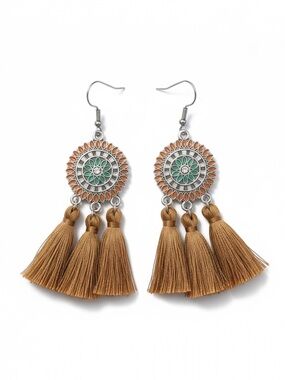 NIB Caramel Dreamcatcher Tassel Earrings